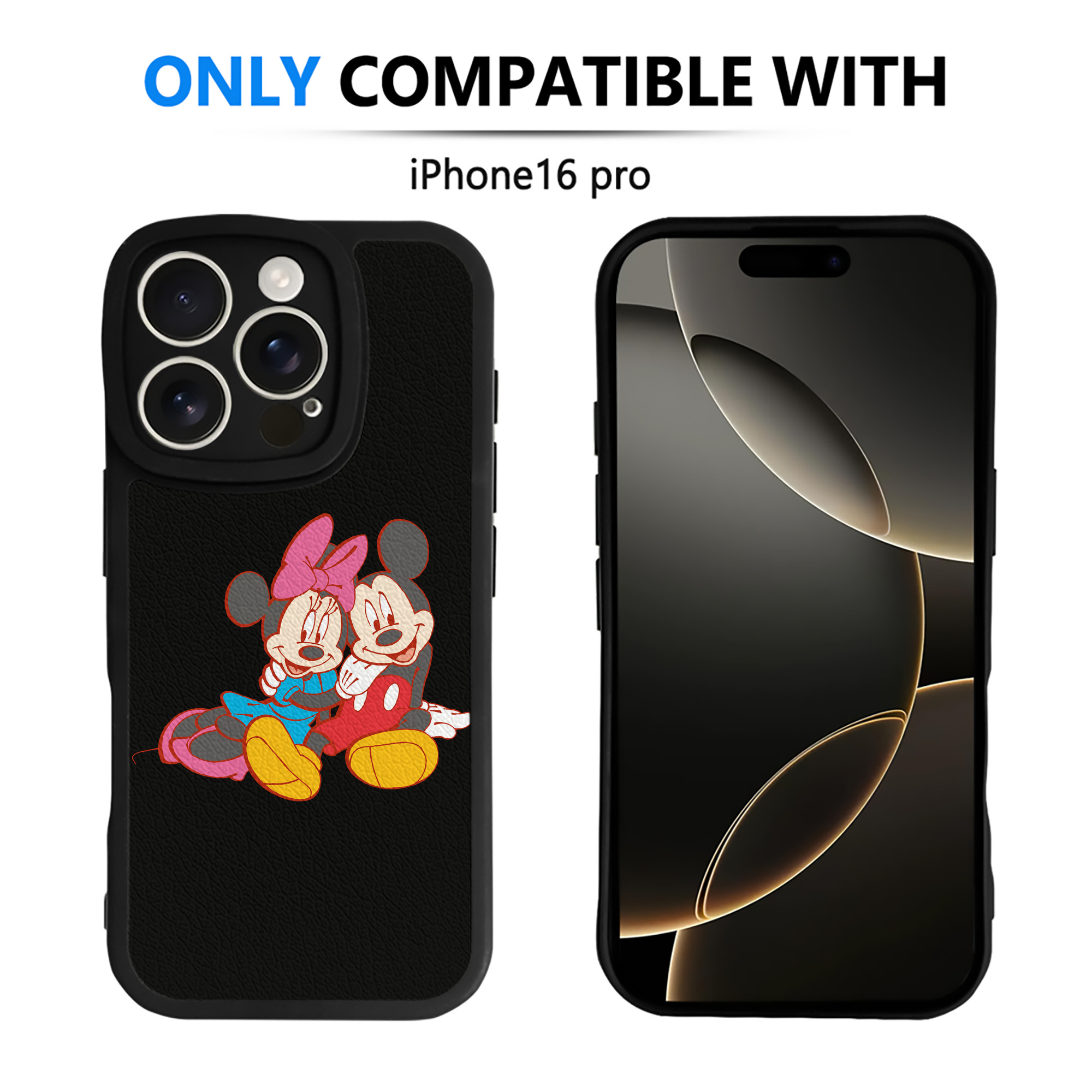 （画像用） ミッキーマウス Mickey Mouse 【iPhone 16シリーズ対応】シリコンスマホケース（レザー調） 材質：シリコン